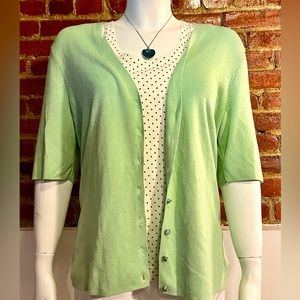 Woman’s Talbots green button down blouse.